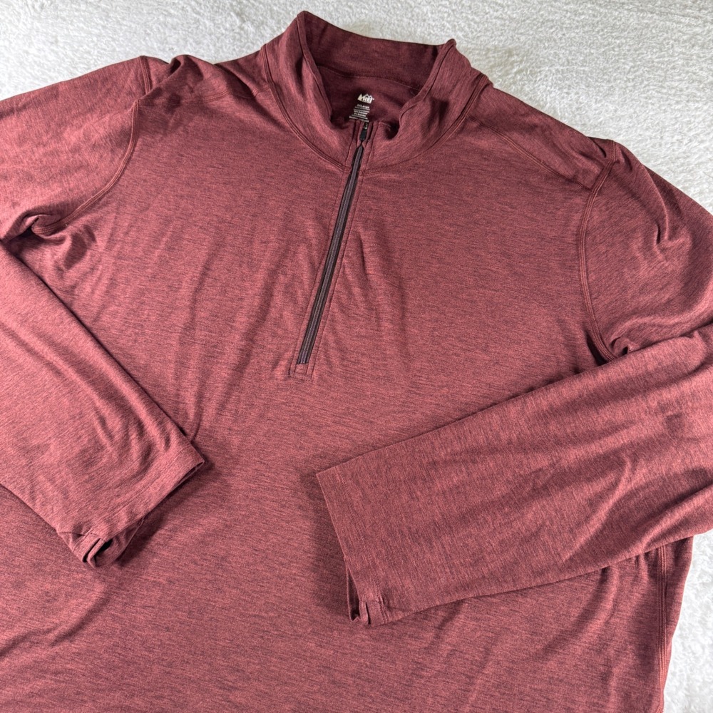 REI‎ Co-op Quarter Zip Pullover Long Sleeve Men's Red Burgundy 3XL Sweatshirt